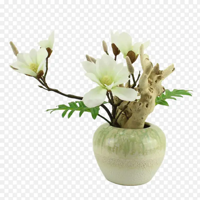 白色广玉兰复古花瓶软装装饰