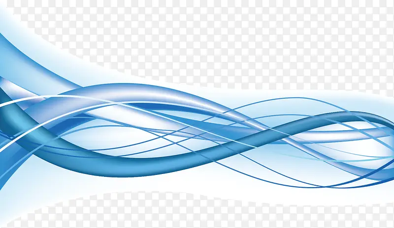蓝色流线型曲线免抠素材