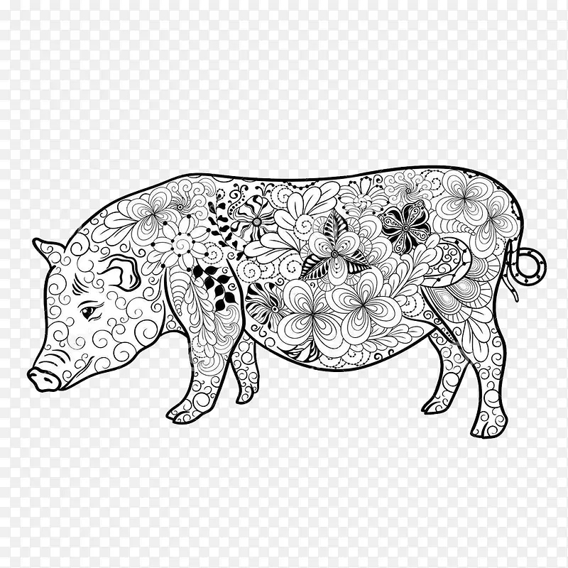 花纹猪简笔画