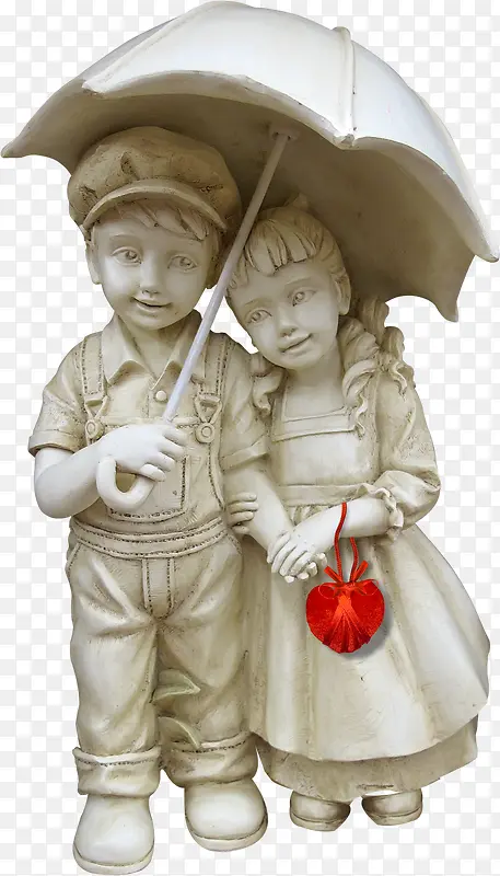 可爱 雕像  打伞的小孩子