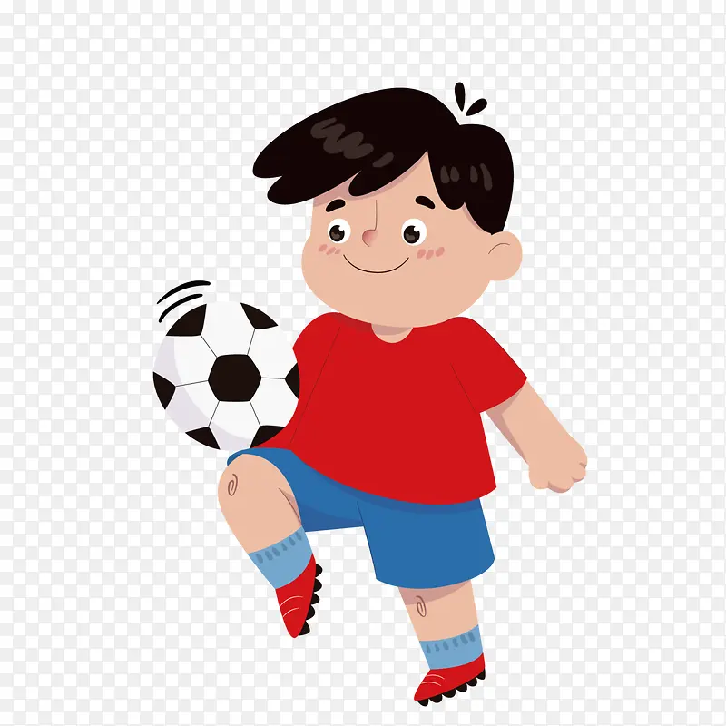 手绘卡通儿童踢足球