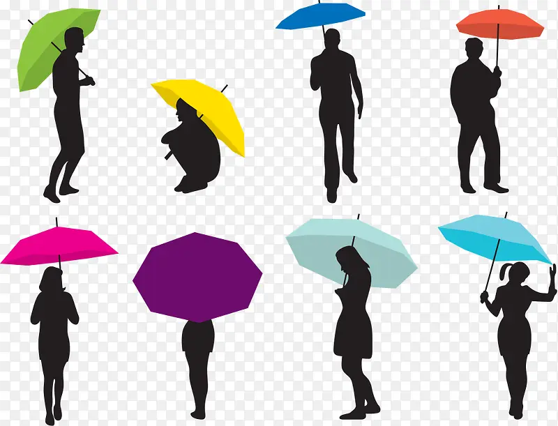 男人和女人撑伞的轮廓图