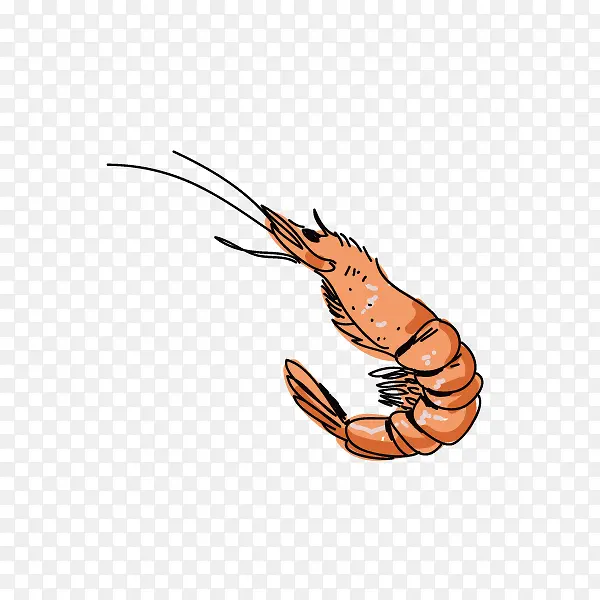 卡通手绘海鲜虾食物
