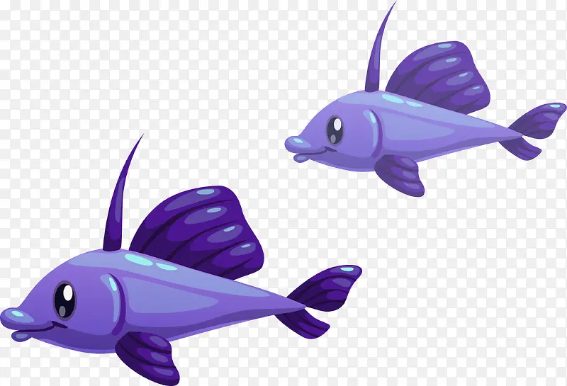 紫色卡通鱼群