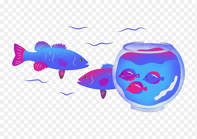 卡通紫色海鱼