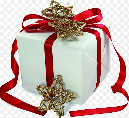 白色礼品盒星星红丝带