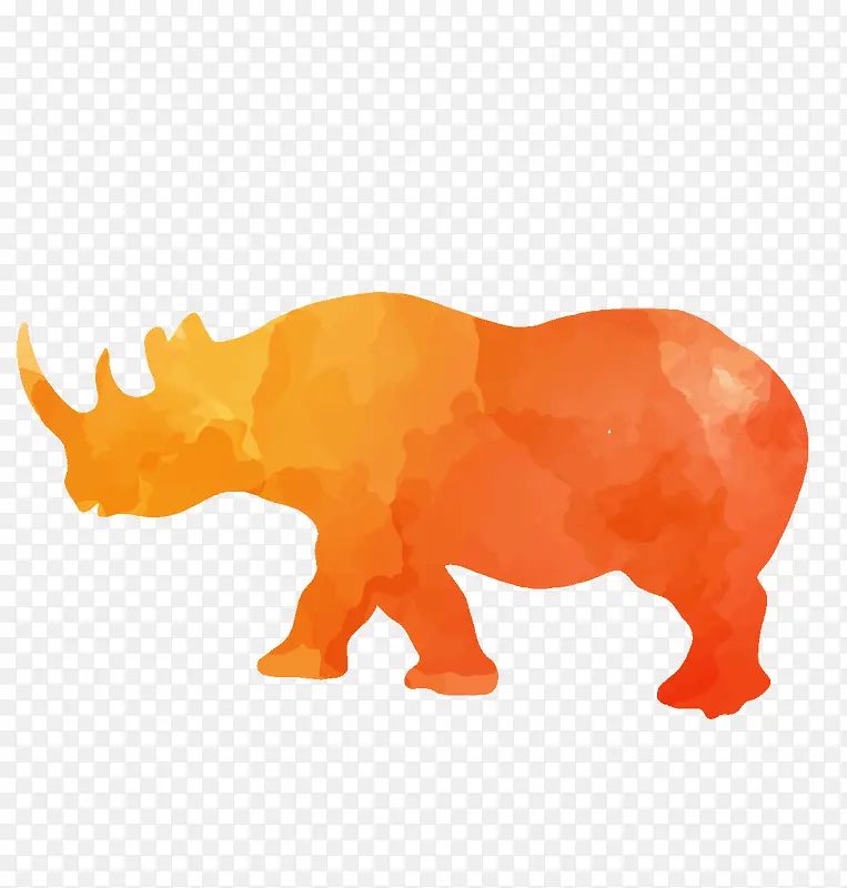 彩色野生犀牛剪影矢量素材
