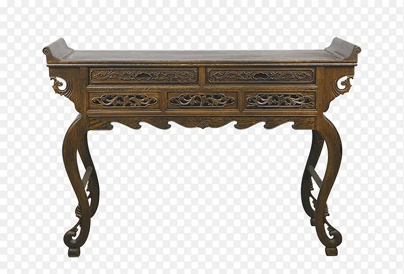 复古木质雕花桌子