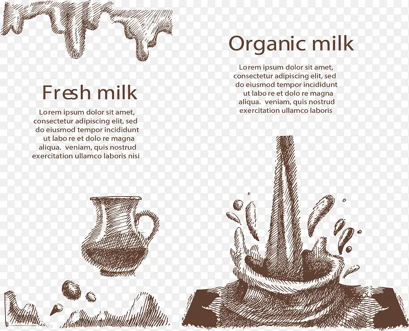 手绘素描牛奶条幅