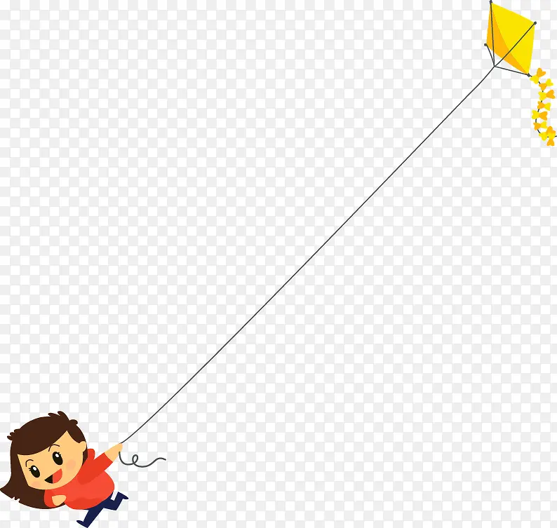 春天放风筝的孩子可爱插图