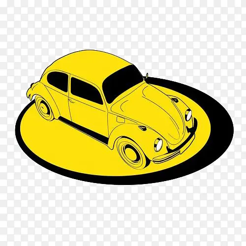 黄色小汽车顶部特写图案