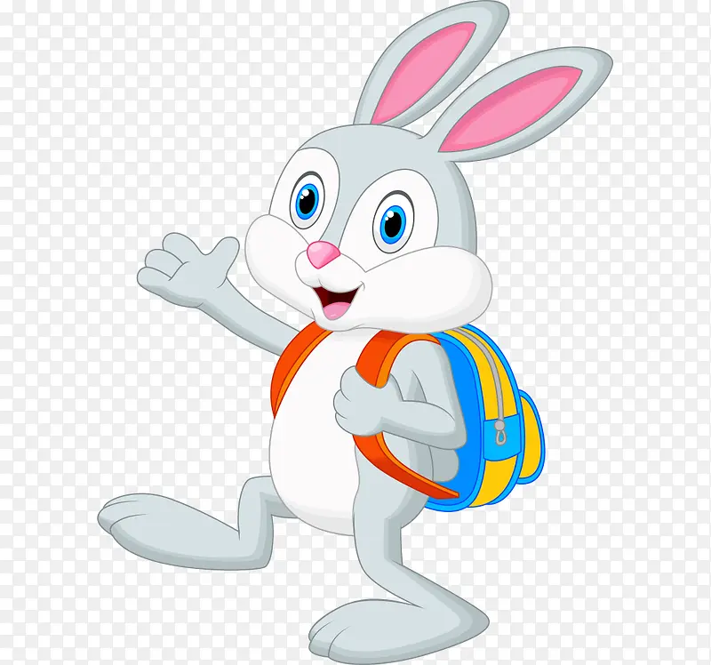 卡通手绘上学背书包兔子