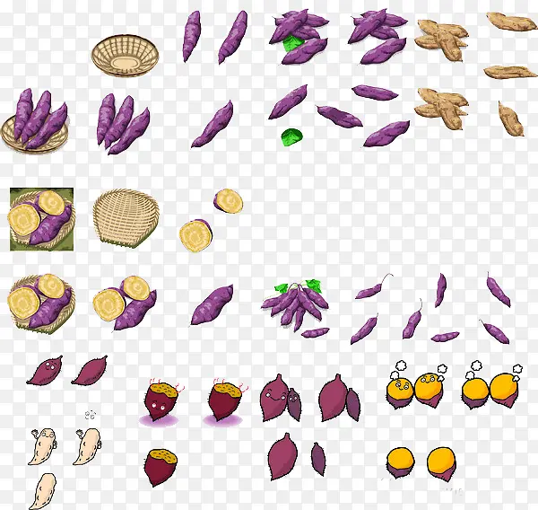 各种造型的红薯紫薯