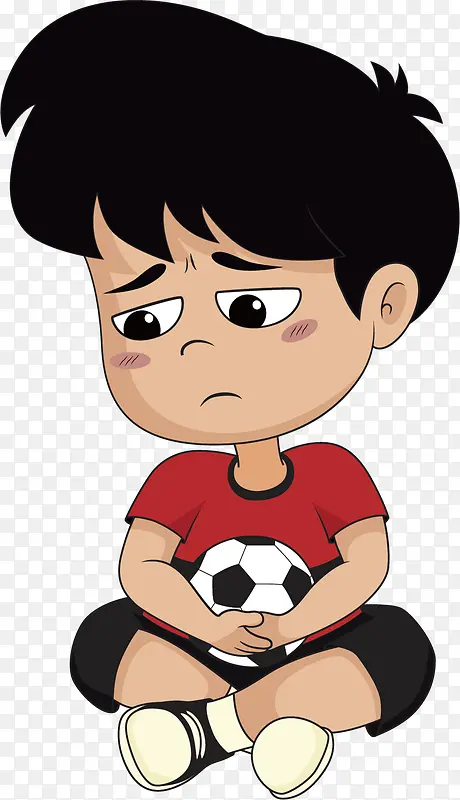 矢量图不开心的小男孩