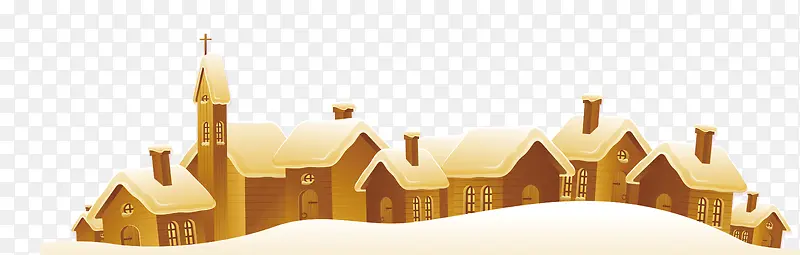 矢量卡通雪地里的房子