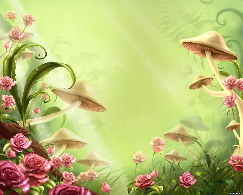 蘑菇森林梦幻海报背景