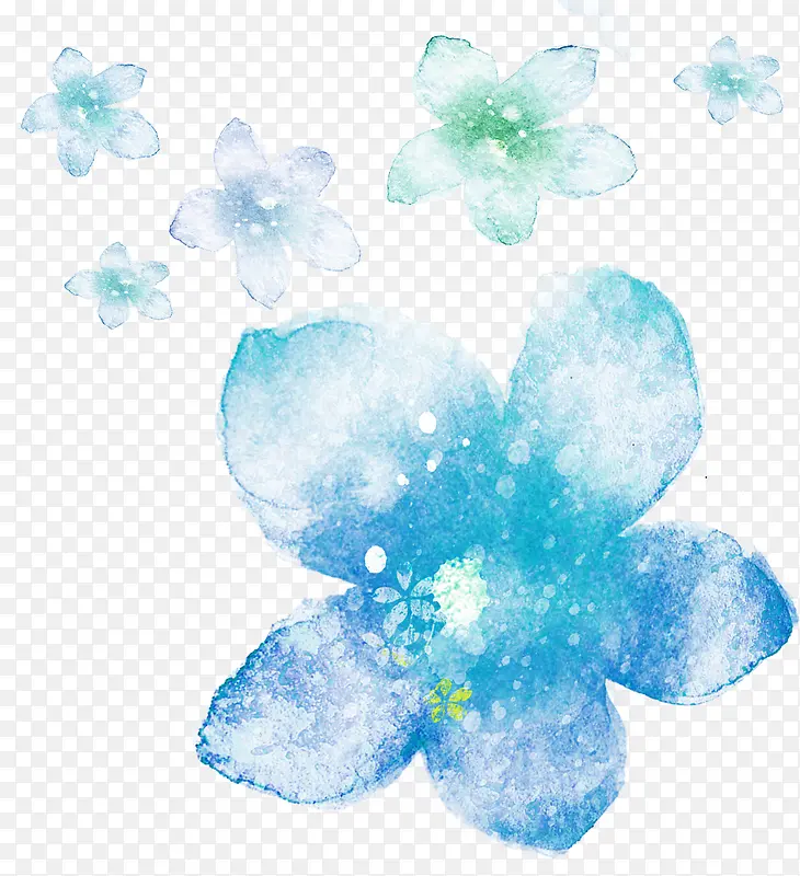蓝色清新花朵漂浮素材