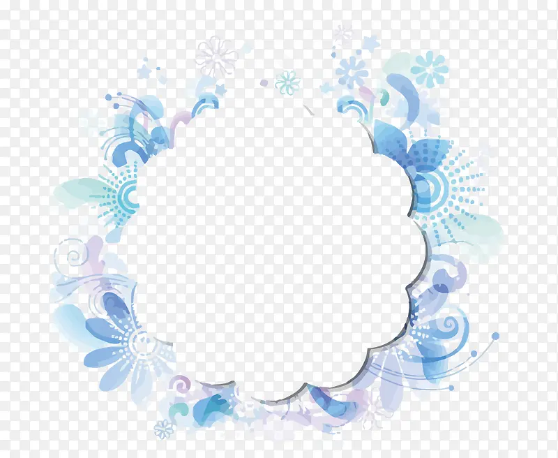 矢量蓝色花框