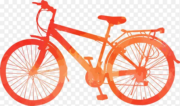 黄色手绘自行车单车青春