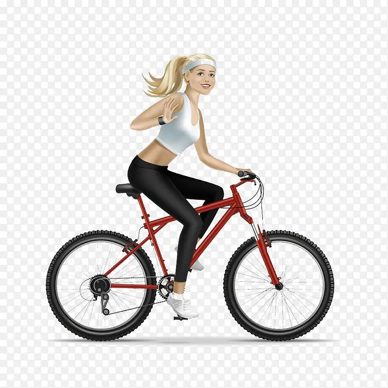 骑自行车的卡通美女图片