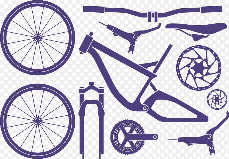 卡通矢量自行车零件