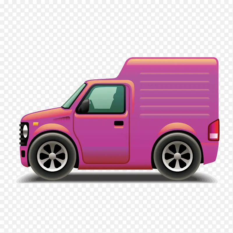 矢量紫色箱式小货车