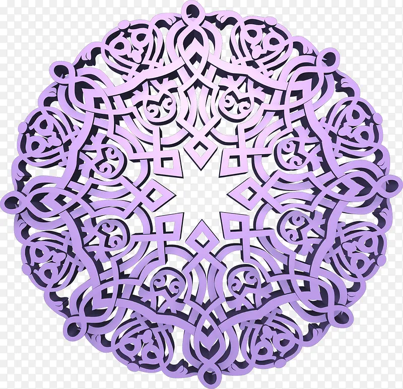 紫色立体镂空缠绕花纹七夕情人节