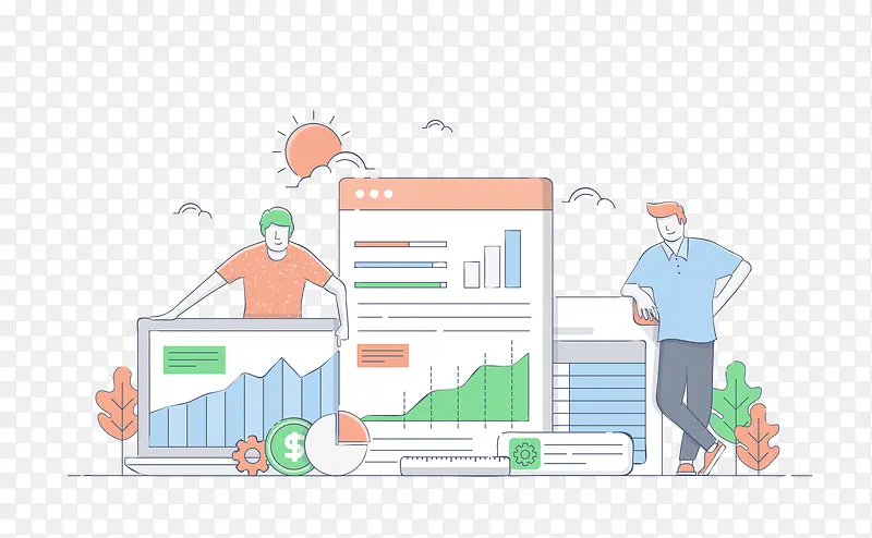 卡通手绘商务数据统计插画PNG图片素材下载_图片编号8721309-PNG素材网