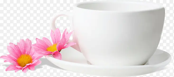 精致纯白瓷器茶杯花朵装饰
