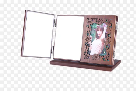 弘艺堂木质复古化妆镜折叠镜子