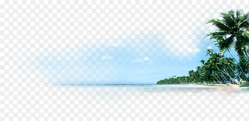 夏日海报蓝色沙滩天空椰子树