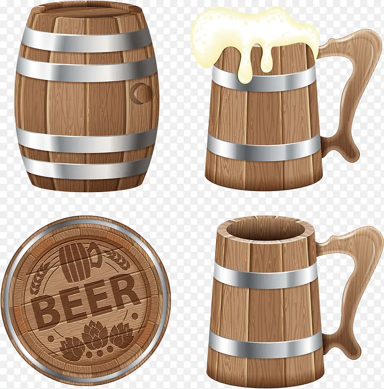 木桶木质啤酒杯啤酒盖