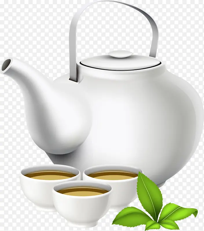 矢量茶壶与茶杯
