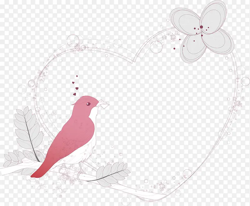 花纹 心形 鸟 粉红色 边框