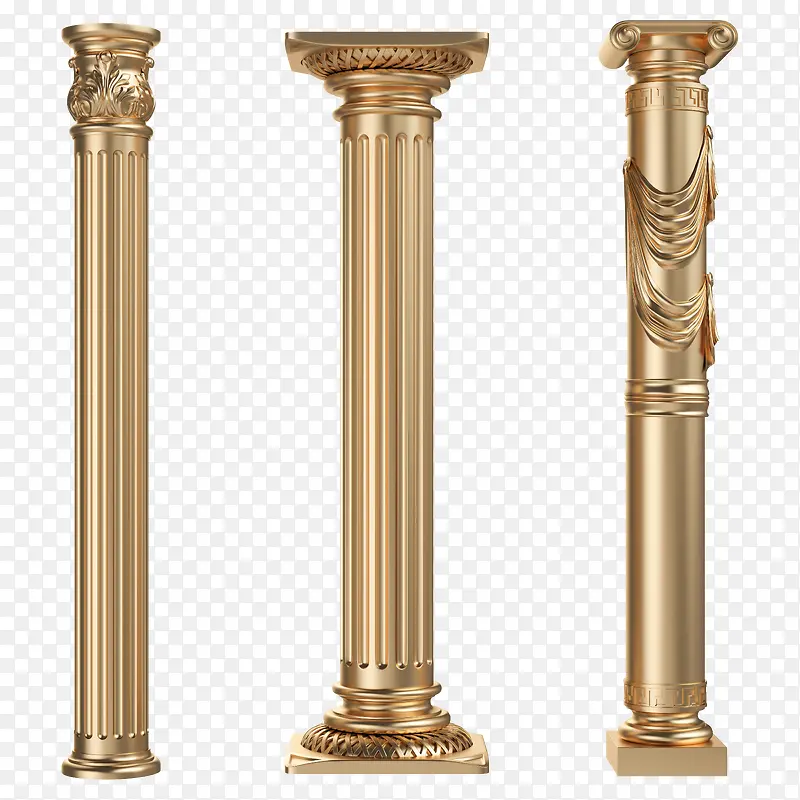 欧式复古金色罗马柱子高清PNG