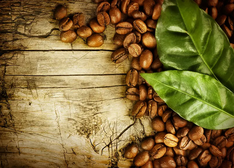 咖啡豆木板背景