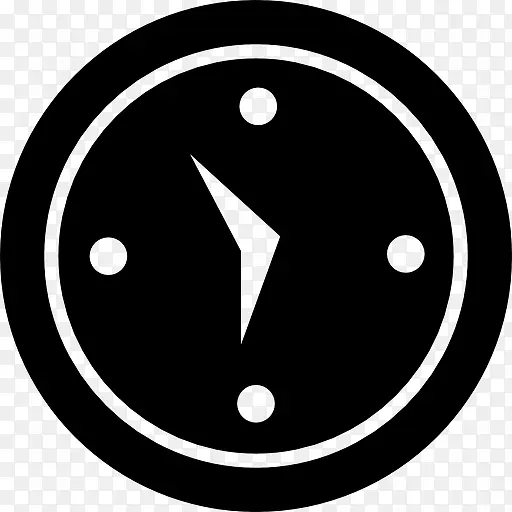 时钟的黑色圆形形状工具图标