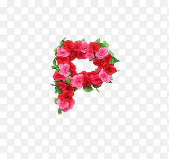 p英文字母花朵元素