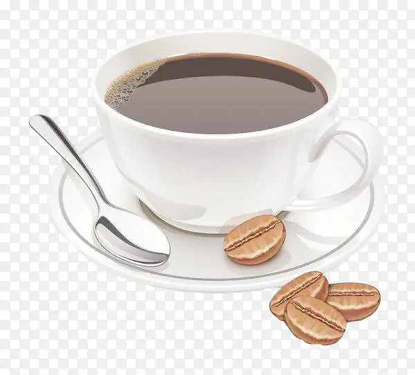 咖啡和散落的咖啡豆