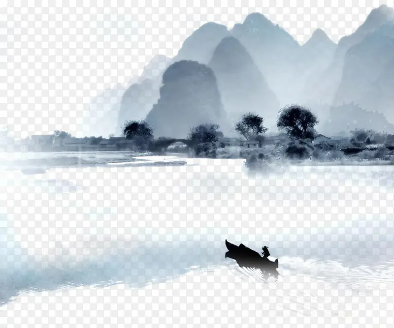 古风唯美山水画PNG图片素材下载_图片编号8748960-PNG素材网