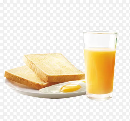 水果汁与面包早餐