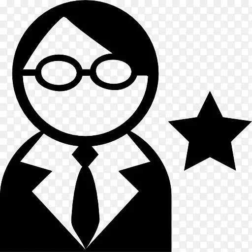 用户戴眼镜的领带和明星图标