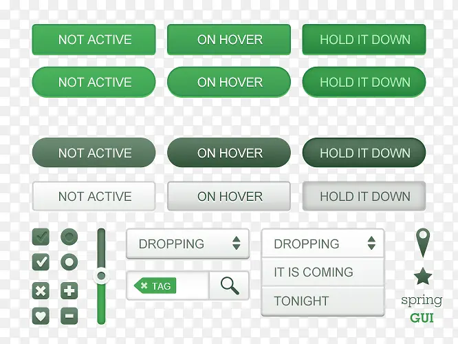 绿色UI工具包按钮