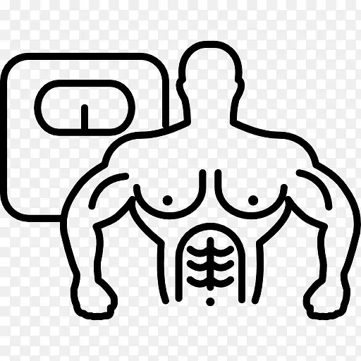 肌肉发达的男性躯干和规模图标
