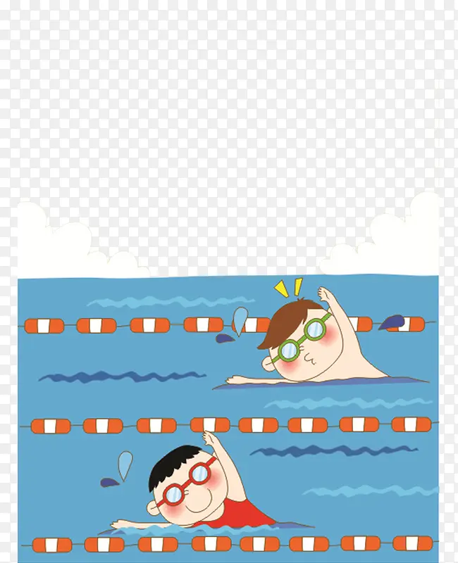 卡通游泳海报插图
