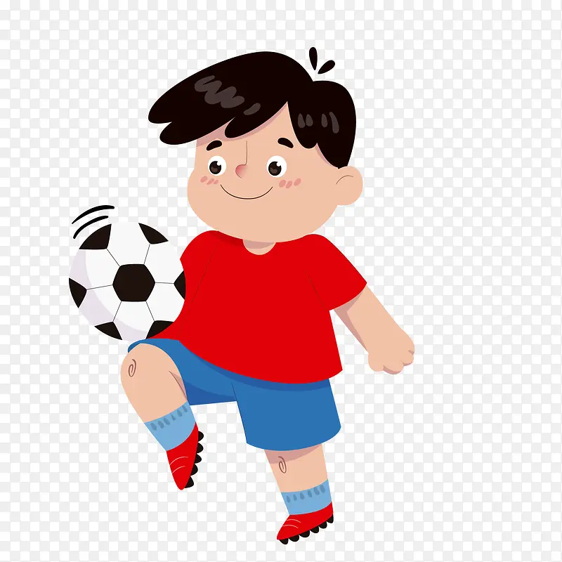 卡通踢足球的男孩矢量图