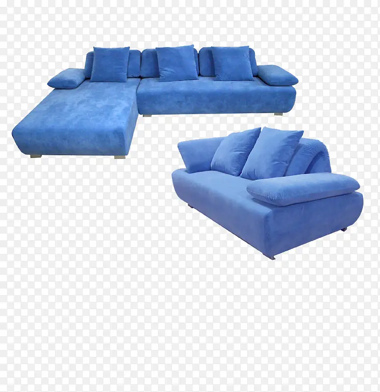 蓝色实物沙发