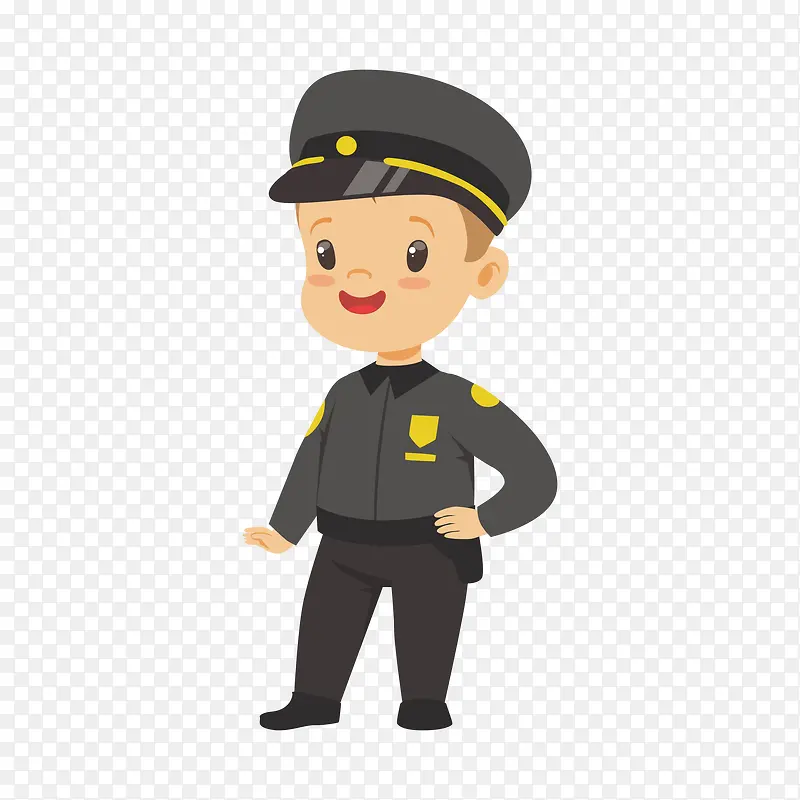 卡通版穿制服的小男孩