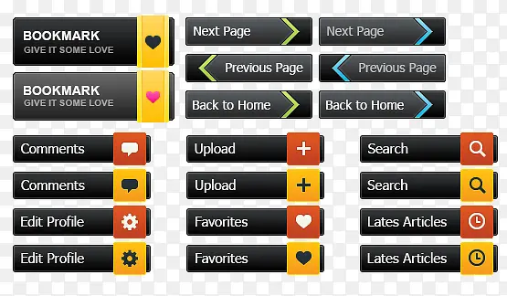 黑色主题按钮UI合集