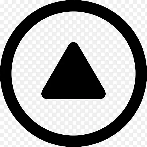 向上箭头的圆形三角形圆形按钮图标